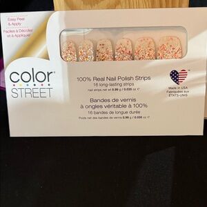 Color Street SPICED CIDER Confetti Sparkle Nail Strips Clear Overlay